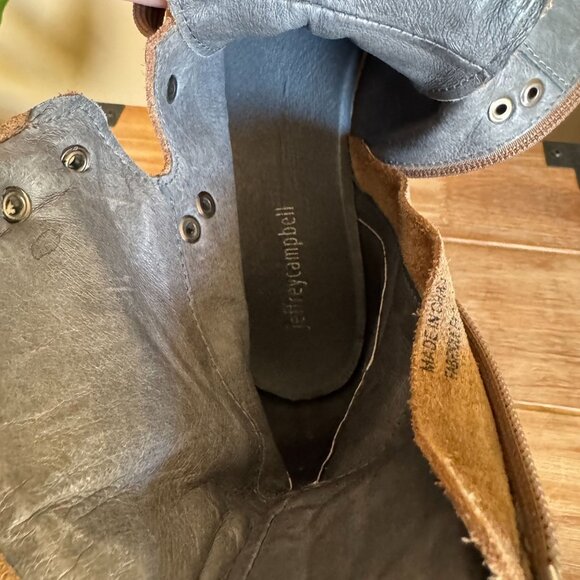 Jeffrey Campbell Tan Genuine Suede Leather Hiking Lug Sole Platform Wedge Boots - Picture 11 of 14